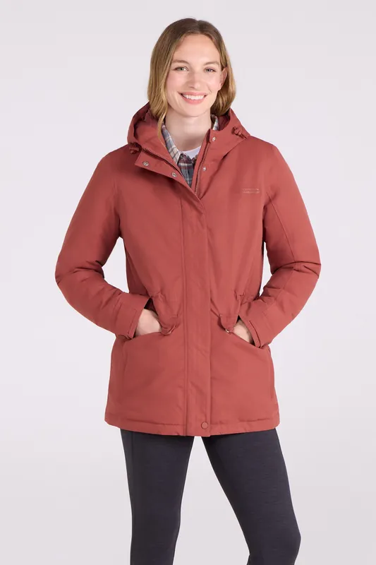 Maple' Waterproof Warm Padded Hooded Outdoor Full Zip Winter Jacket - Mountain Warehouse