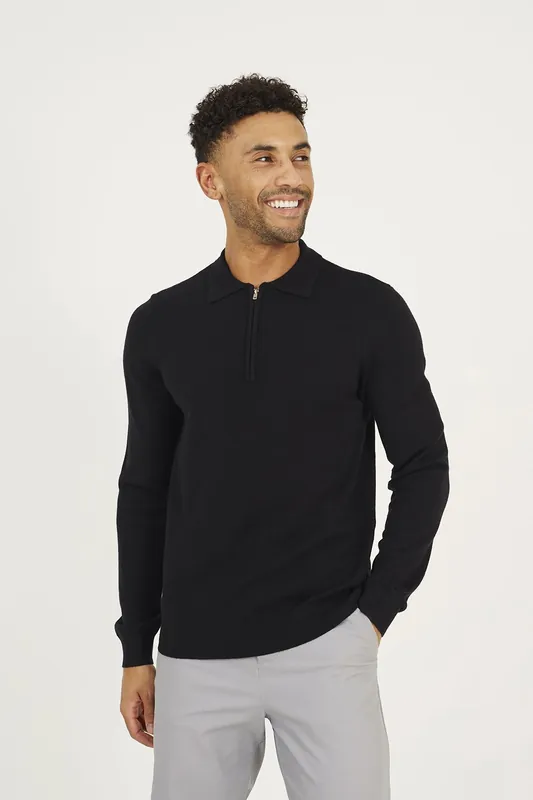 Long Sleeve Knitted Polo - Brave Soul