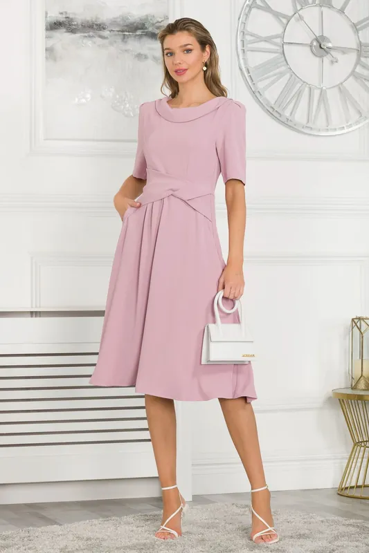 Darlene Fold Over Neck Dress - Jolie Moi