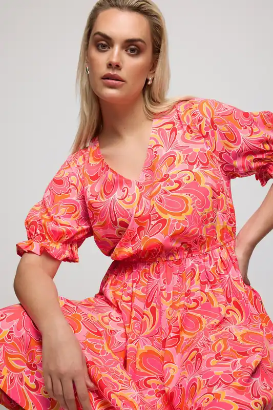 Abstract Print Midi Dress - Yours