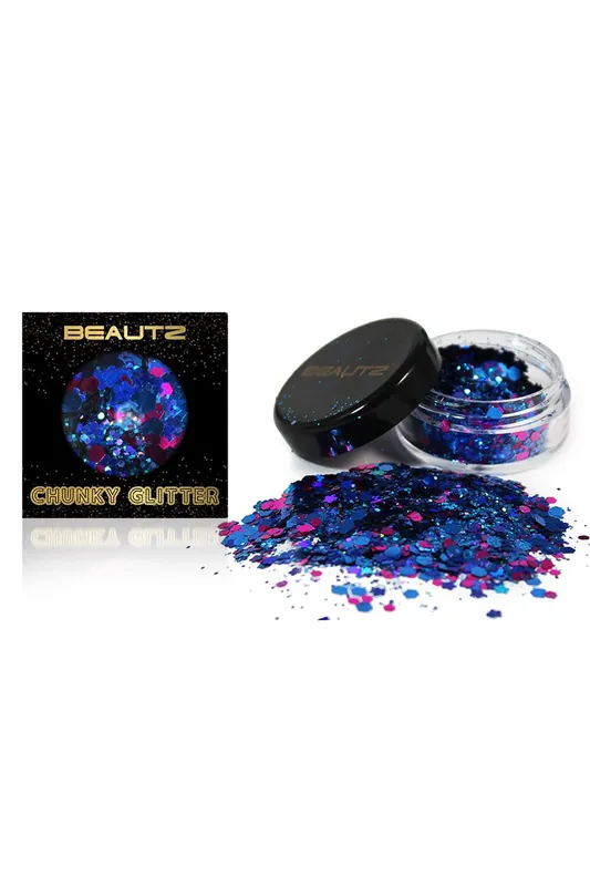 Beautz Chunky Glitter Mermaid 10ml Pot 5g Cosmetic Body Face Festival Teal Blue - Envie