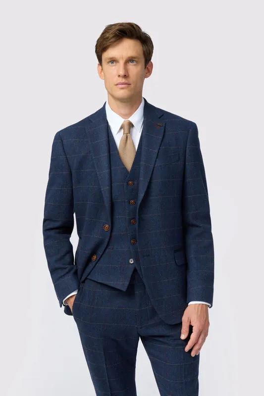 Ezra Blue Check Tailored Fit Jacket - Antique Rogue
