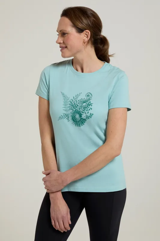 Fern Shell' Printed Breathable Cotton T-Shirt