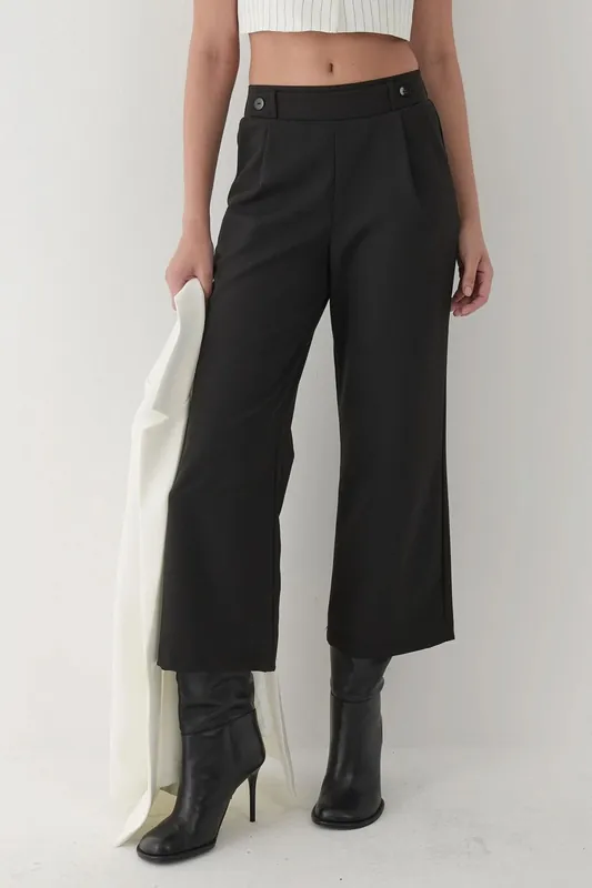 Button Detail High Waist Pants - Hiccup