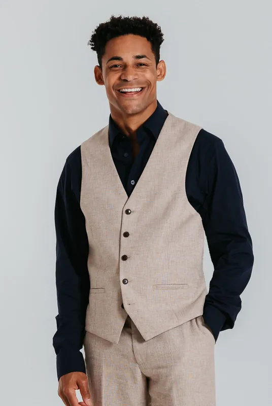 Sand Linen Waistcoat - Dobell
