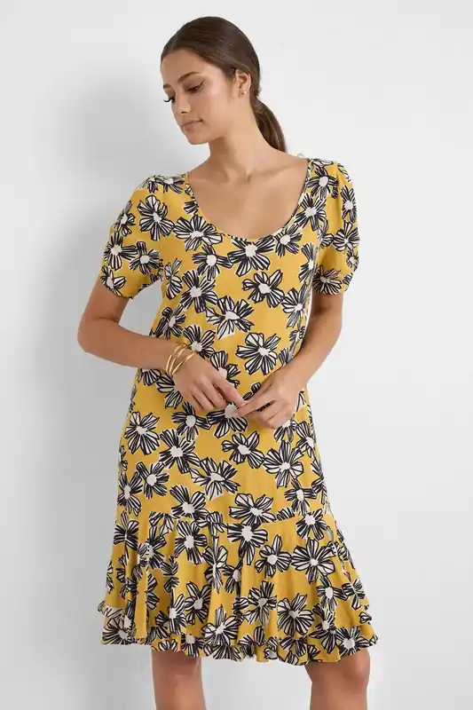 Short Sleeve Printed Mini Dress - Hiccup