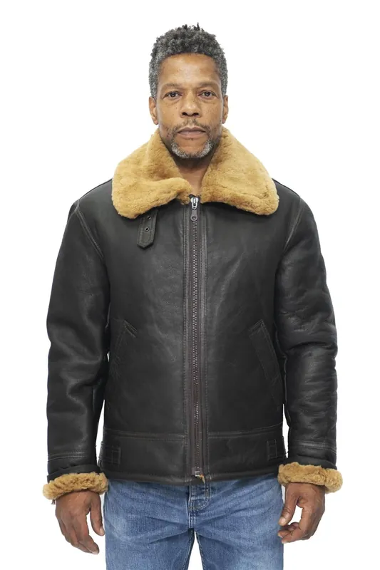B3 WW2 Leather Sheepskin Aviator Flying Jacket-Hartland
