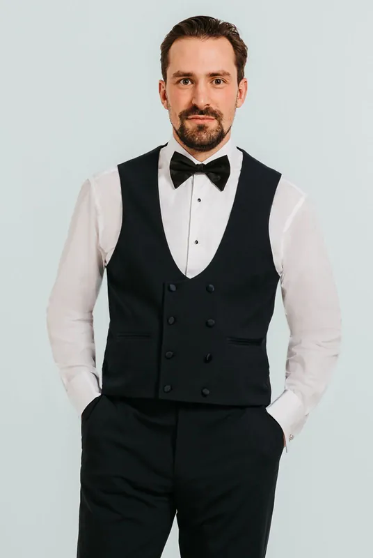 Navy Double Breasted Tuxedo Waistcoat - Dobell