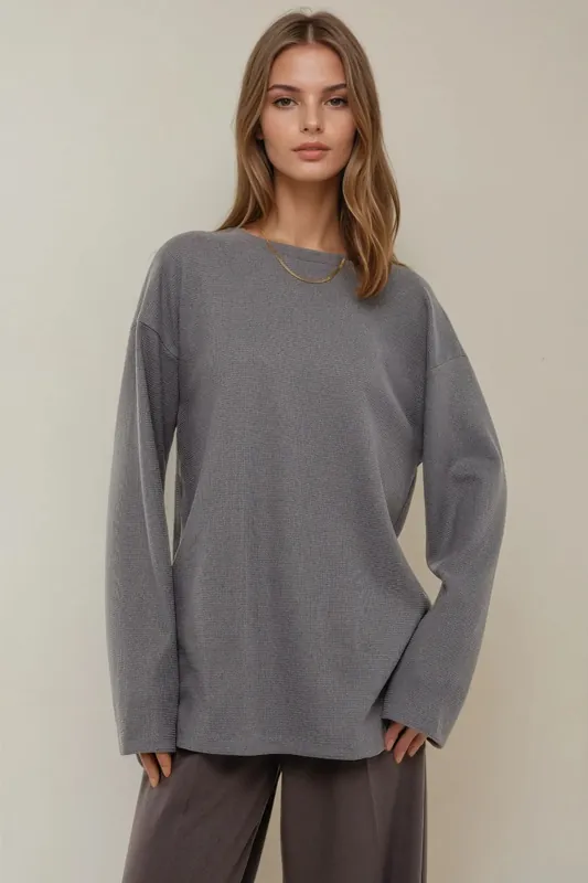 Crew Neck Waffle Sweatshirt - Hiccup