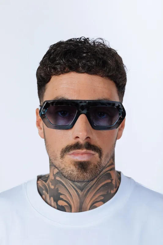 Cross-Border Flat Sunglasses in Blue Leopard