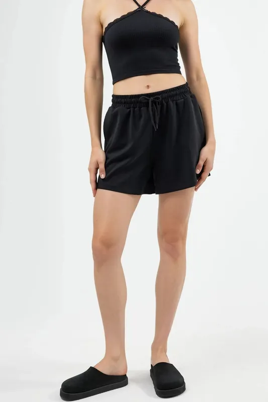 Elastic Waist Modal Shorts with Pockets - Busem