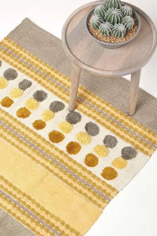 Cotton Chenille Striped Tufted Circle Rug - Homescapes