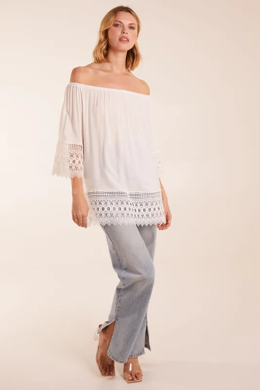 Round Neck Detail Blouse - Blue Vanilla