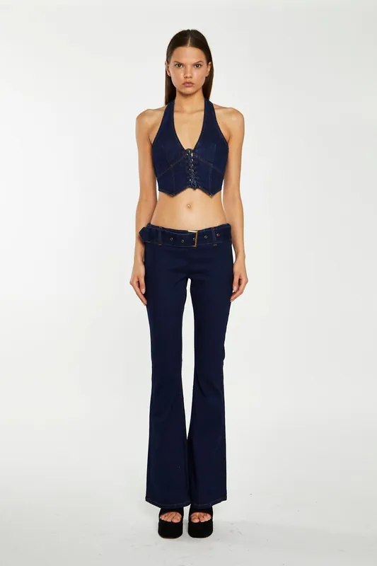 Flared Denim Low-Rise-Jeans