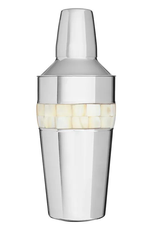 Silver Cocktail Shaker With Mother Of Pearl Inlay - Orsina
