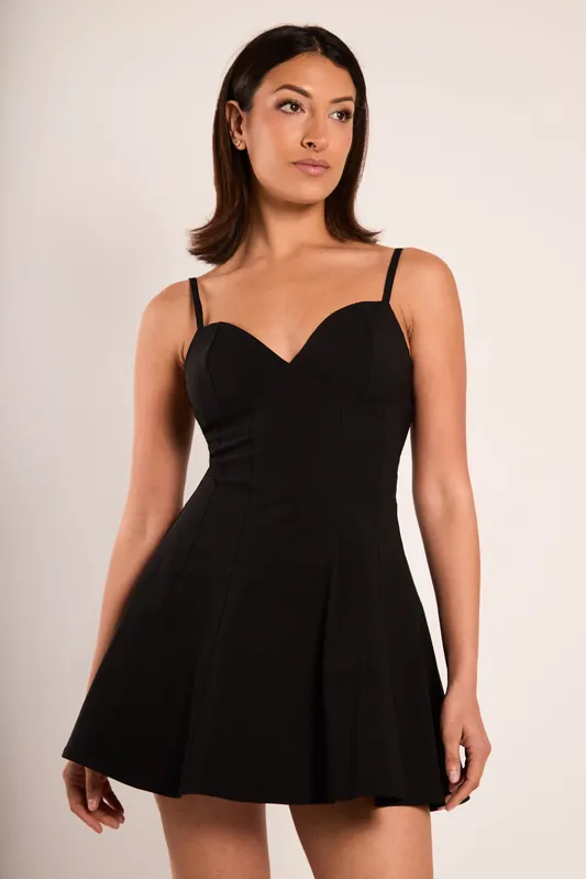 Lisa Black Sweetheart A Line Bengaline Mini Dress - Jaded Rose