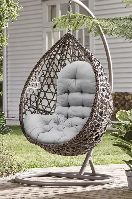 130x95x15cm T-Shaped Garden Cushion for Rattan Swing Chair & Hanging Basket