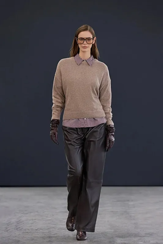 Cashmere Blend Crew Neck Long Sleeve Knit Jumper - WOVCOR