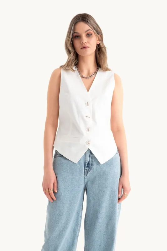 V Neck Buttoned Waistcoat - Hiccup