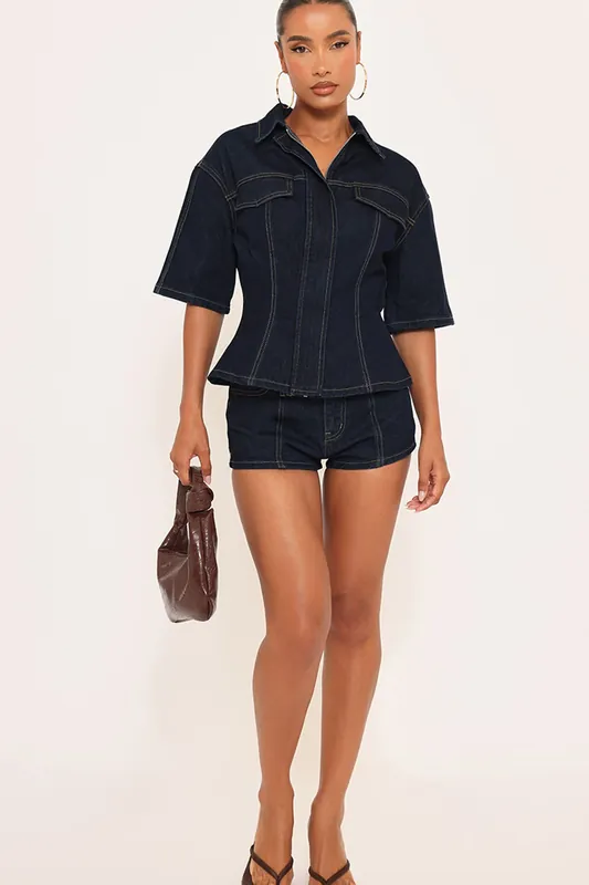 Denim Mid Rise Shorts - EGO