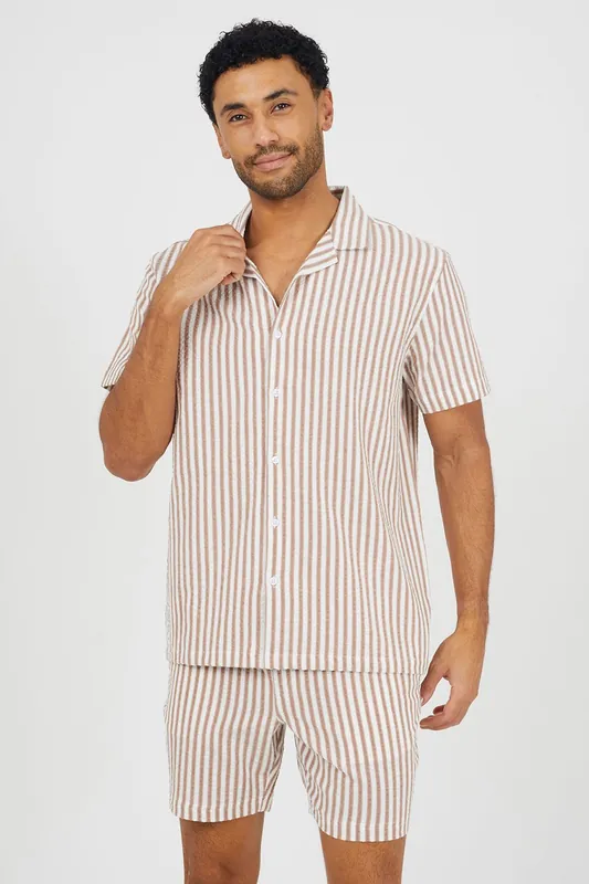 Cotton Revere Collar Short Sleeve Shirt - Brave Soul