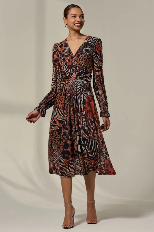 Mesh Long Ruffle Sleeve Midaxi Dress - Jolie Moi