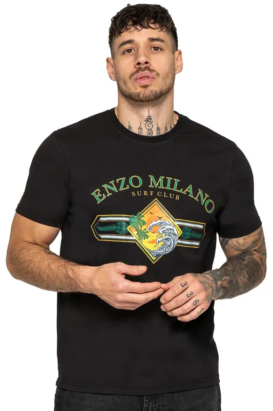 Crew Neck Surf Club Print T-Shirt