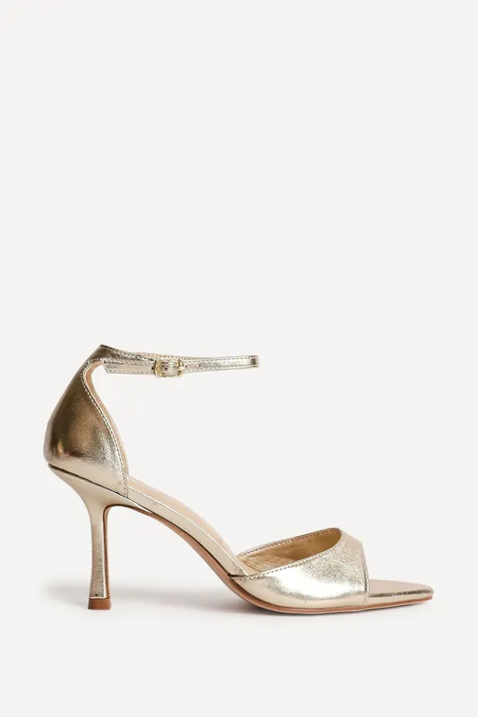 Wanted Gold Faux Leather Pointed Toe Heels - Linzi