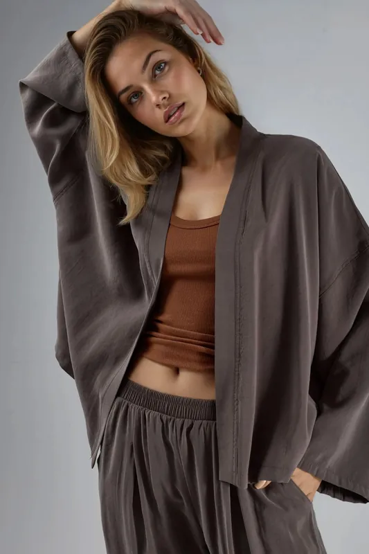 Long Sleeve Loose Fit Kimono - Busem