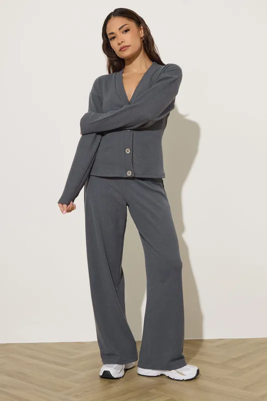 Petite Textured Wide Leg Trousers - PixieGirl
