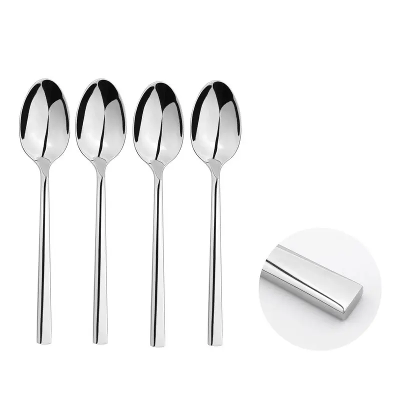 Cutlery Sets Stainless Steel 18/8 Dessert Spoon 4pc Set Catering Flat - Glim & Glam