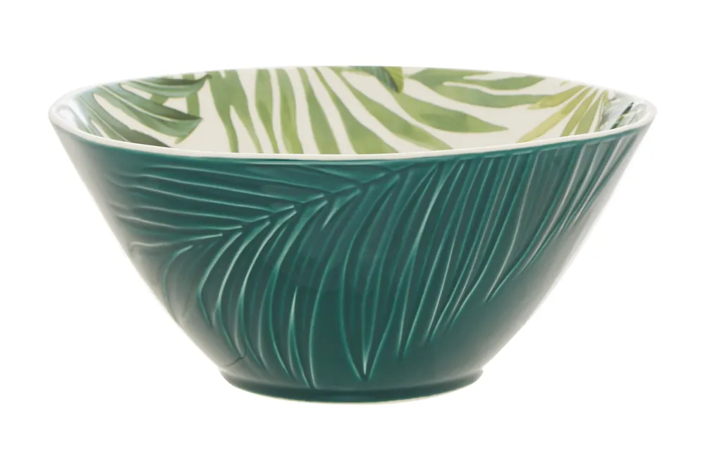 Large Salad Bowl For Side Dishes,Porcelain Mixing Bowl With Embossed Botanical Texture,Perfect For Meal Prep - Orsina