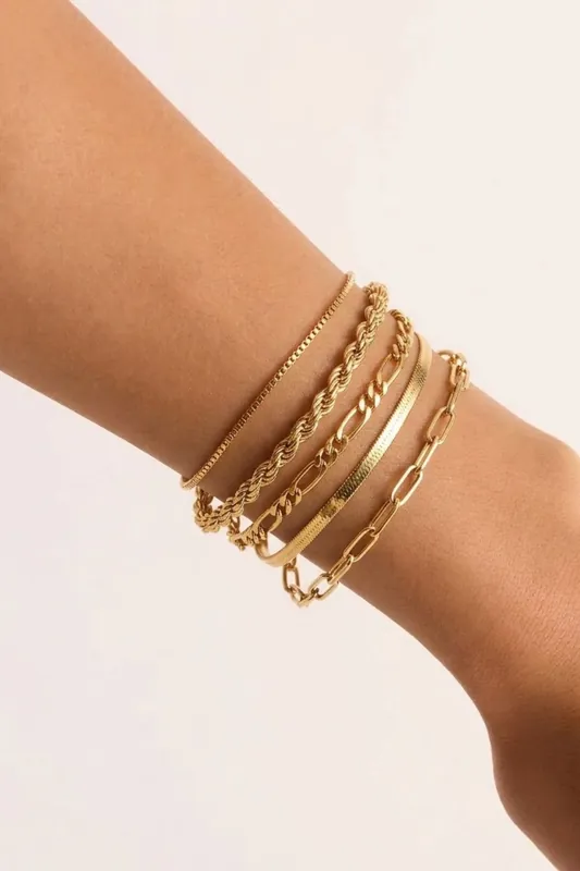 Gold Plated 5 Layer Bracelet Set - Serla