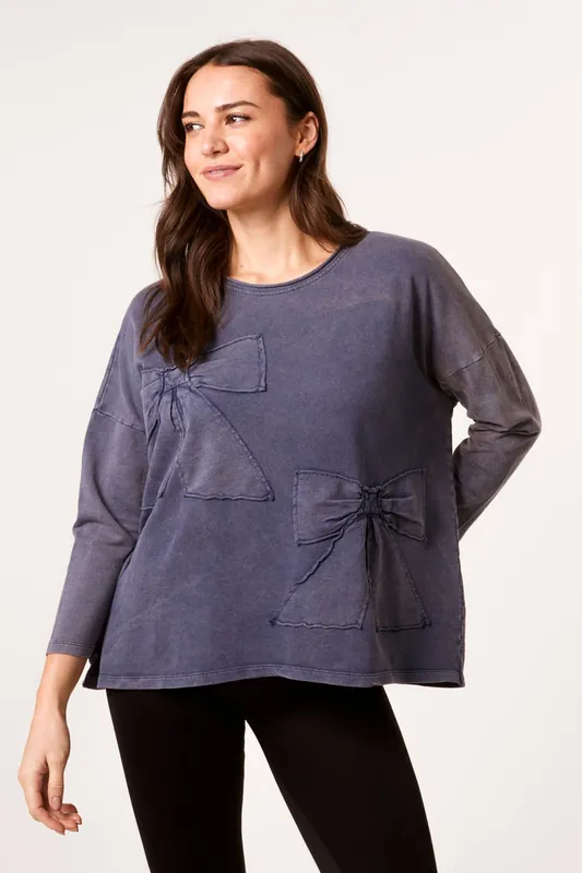 Blue Bow Sweatshirt - Blue Vanilla