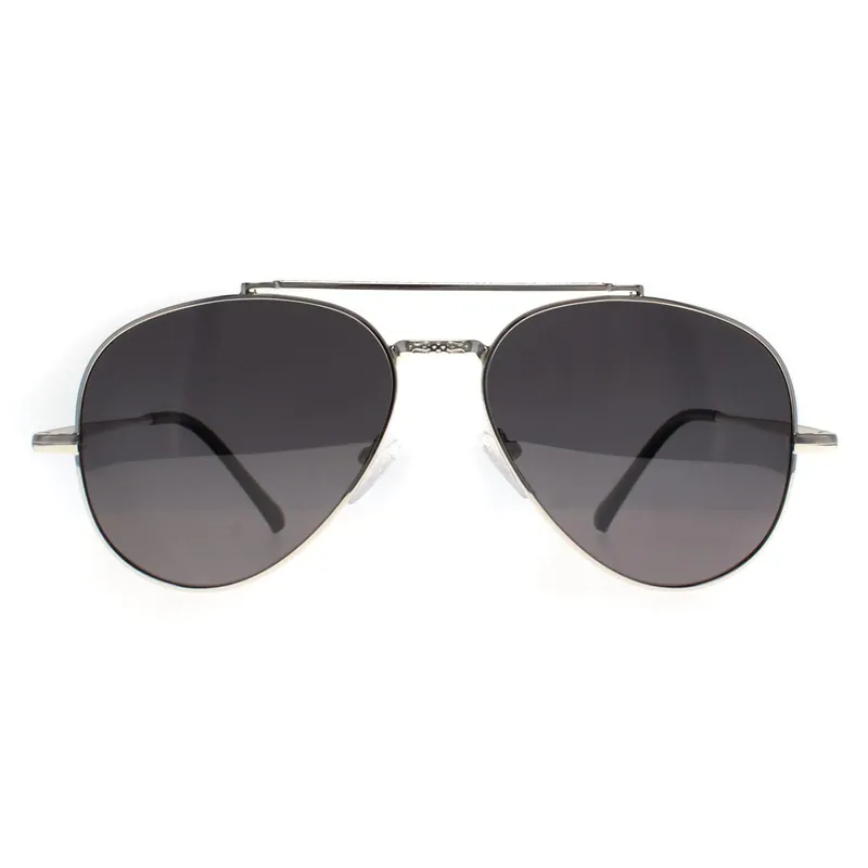 Aviator Shiny Silver Smoke Grey Polarized MP185 - montana