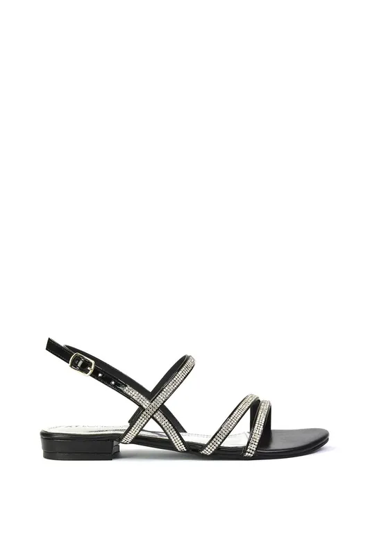 Orla' Strappy Summer Flat Diamante Sandals Flats - XY London