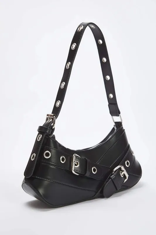 Baguette Shoulder Bag With Belt-Buckle Hardware