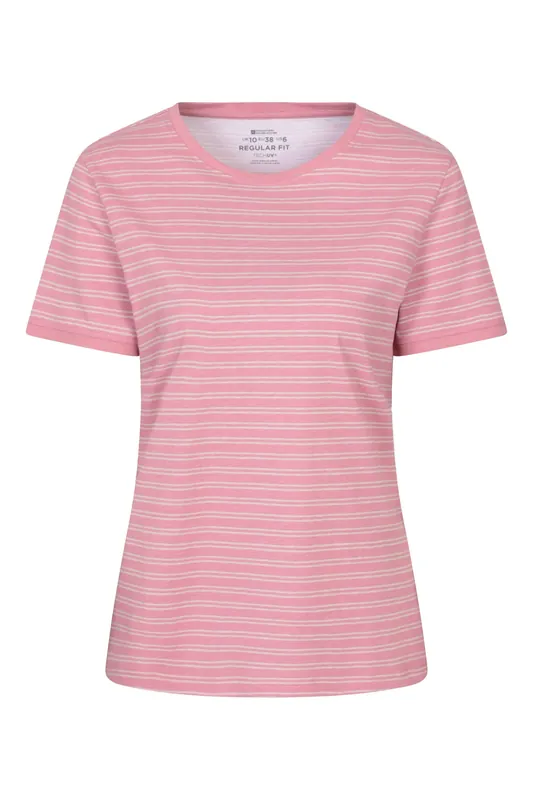 Casual Lightweight Soft Short Sleeve Contrast Rib Striped T-Shirt