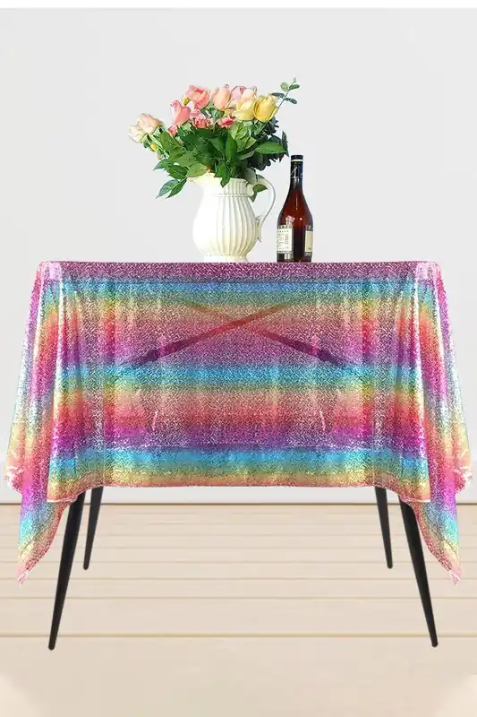 Neel Blue 70" x 70" Square Sequin Tablecloth