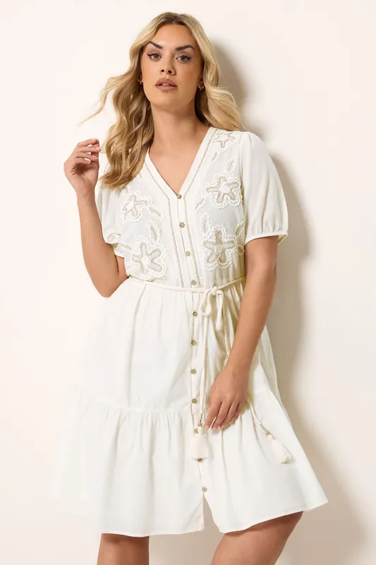 Flower Detail Shirt Dress - Yours
