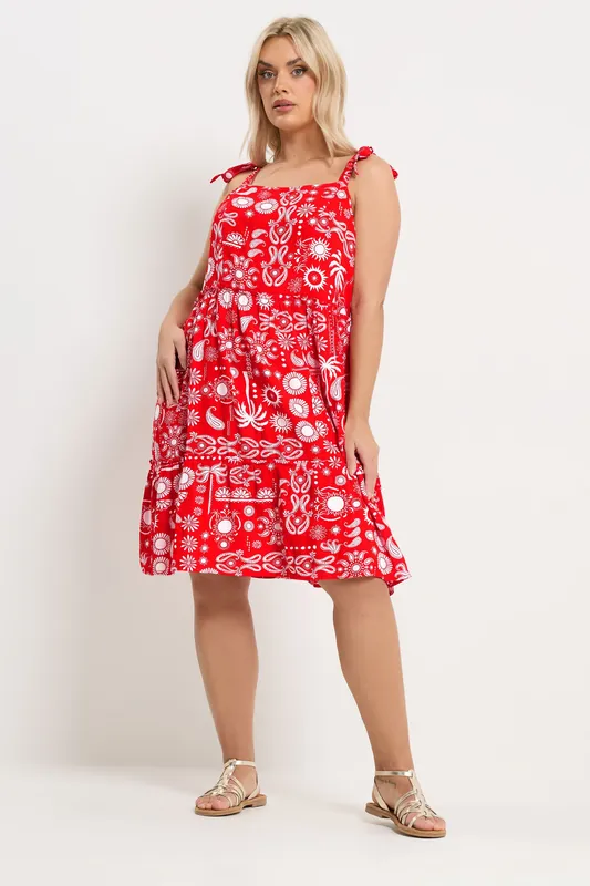 Mixed Print Linen Smock Dress - Yours