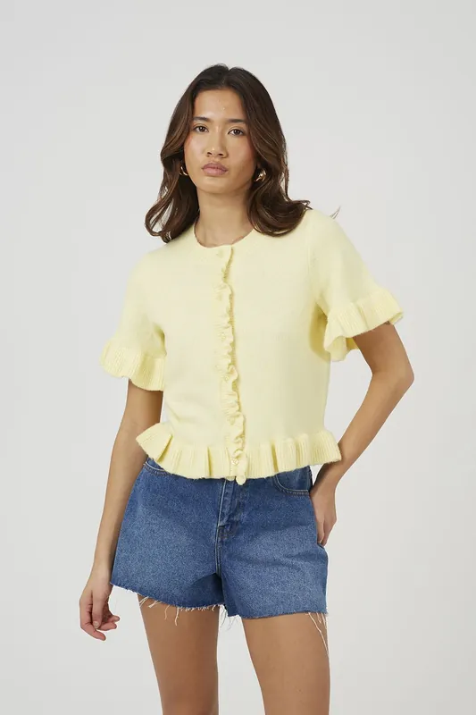 Short Sleeve Cardigan With Frill Hem - Brave Soul