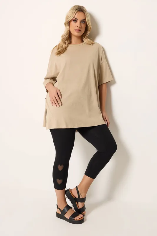 Heart Mesh Detail Cropped Leggings - Yours
