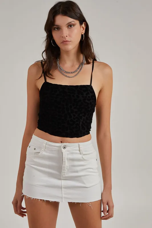 Animal Flocked Corset Top - Pink Vanilla
