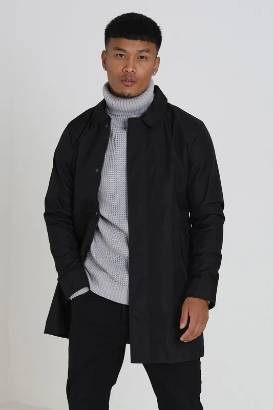 Oxford Long Length Zip Through Mac - Brave Soul