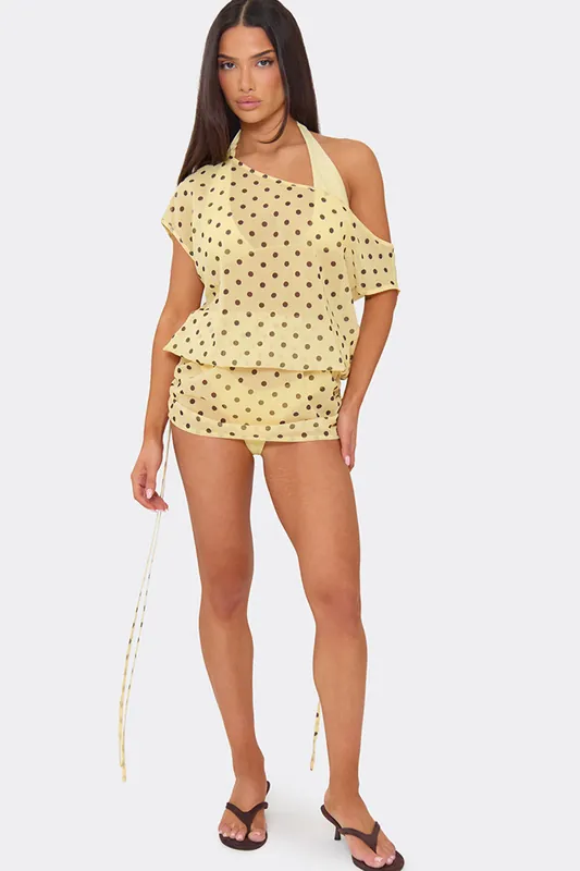 Strappy Polka Dot Mini Dress - EGO