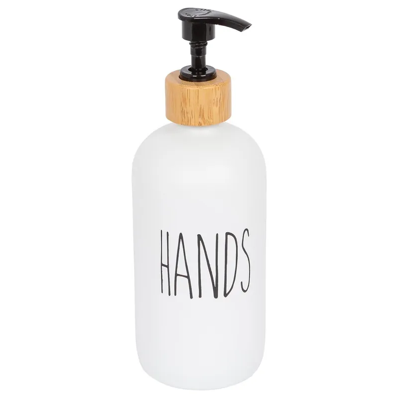 500ml Glass Hand Soap Dispenser - Refillable Bottle with Bamboo Pump