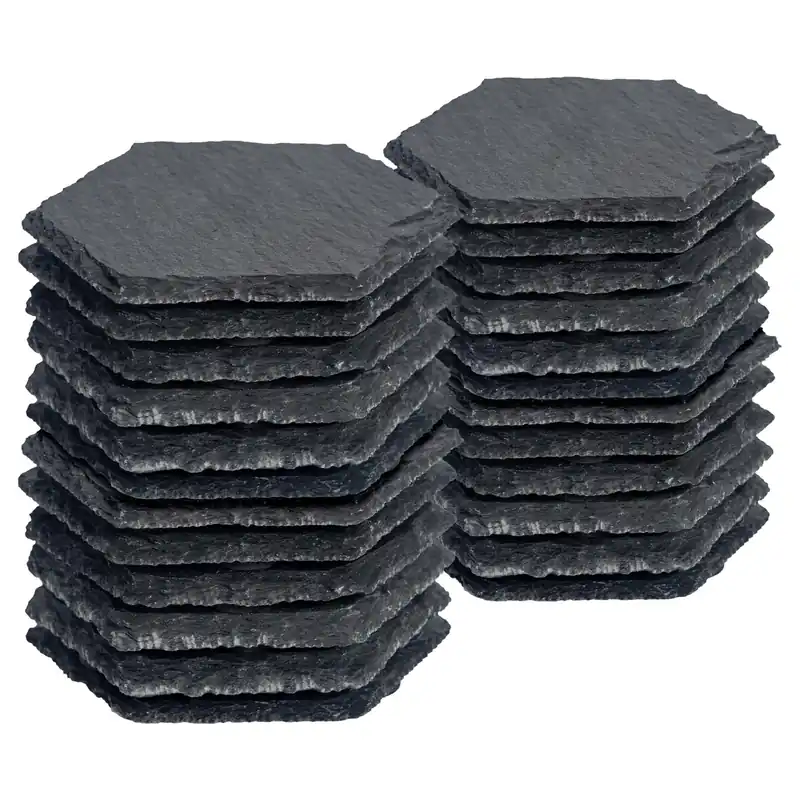 10cm Hexagon Slate Coasters - Set of 24 Natural Stone Drinks Coasters