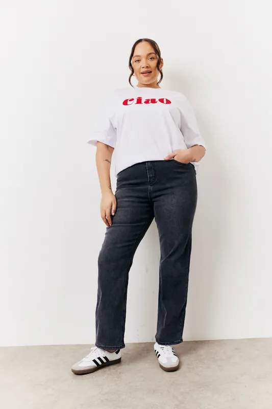Washed Black Straight Leg Jeans - In The Style