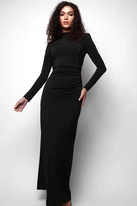 Penny Power Black Hotfix Stud Maxi Dress - Jaded Rose